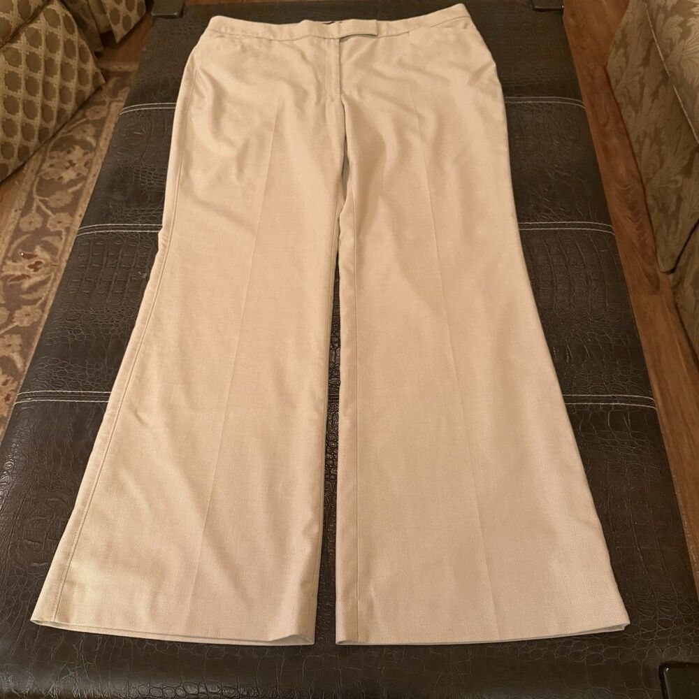 White House Black Market Womens Beige The Slim Flare Dress Pants Size 16
